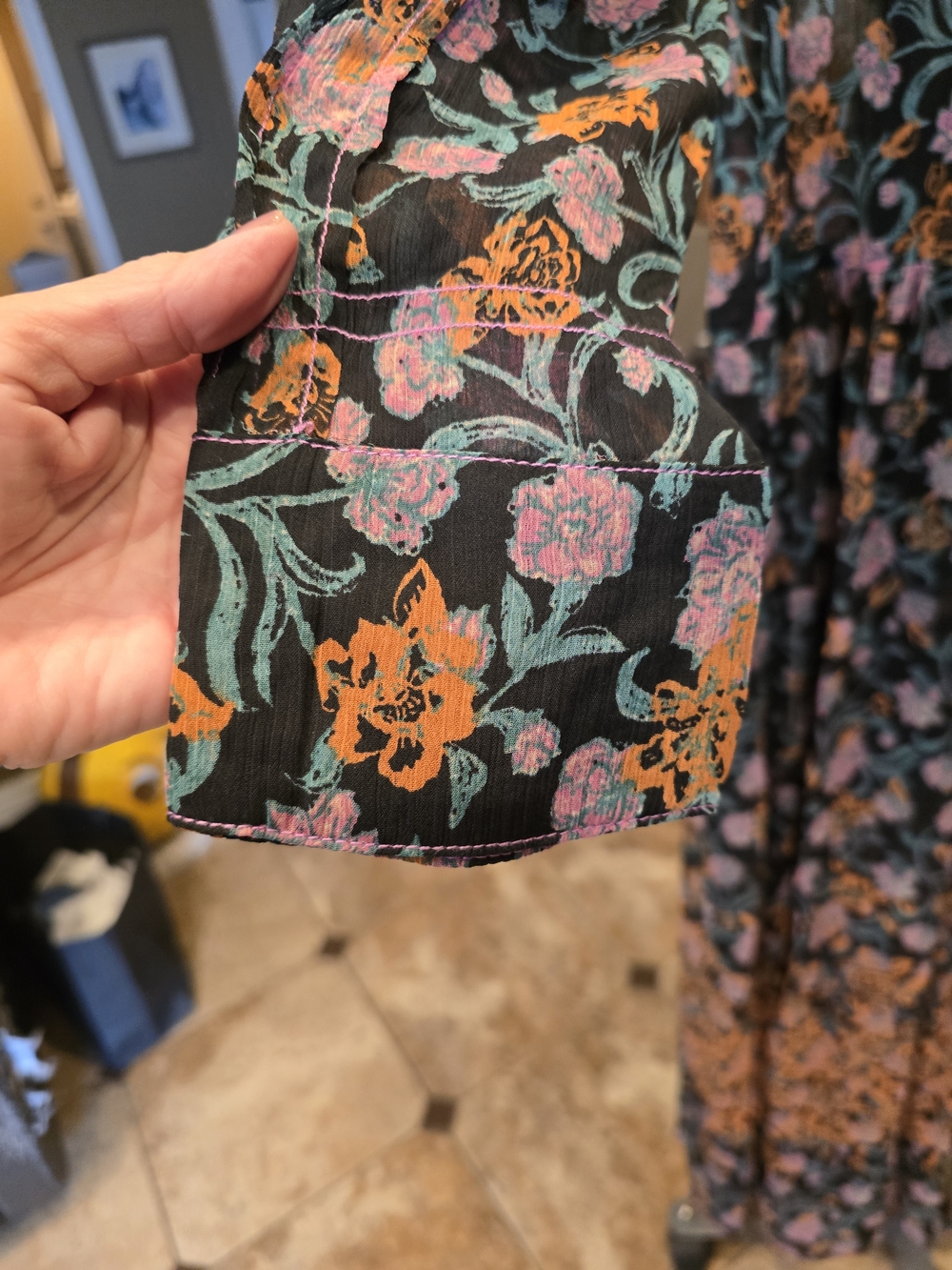 Free People Floral Boho Maxi Dress in Black and Rust - Picture 5 of 8